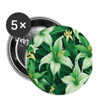Lilie Lilien Muster Blumen Pflanze Natur - Buttons groß 56 mm (5er Pack) - Weiß - Vorne