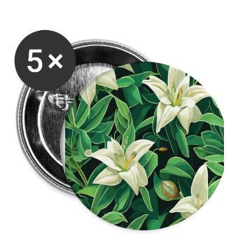 Lily Lily Pattern Flowers Plant Nature - Buttons large 2.2''/56 mm (5-pack) - white - Front