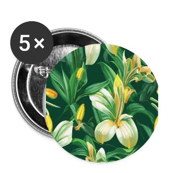 Lily Lily Pattern Flowers Plant Nature - Buttons large 2.2''/56 mm (5-pack) - white - Front