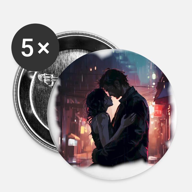 Lovers in the Rain - Buttons large 2.2''/56 mm (5-pack) - white