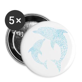 Delfine Dolphins - Buttons groß 56 mm (5er Pack) - Weiß - Vorne