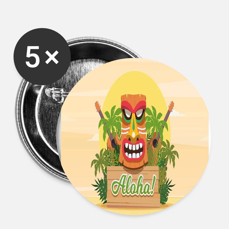 ALOHA - Buttons large 2.2''/56 mm (5-pack) - white