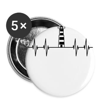 Heartbeat Lighthouse North Sea Coast Sea Sea Baltic Sea - Buttons large 2.2''/56 mm (5-pack) - white - Front