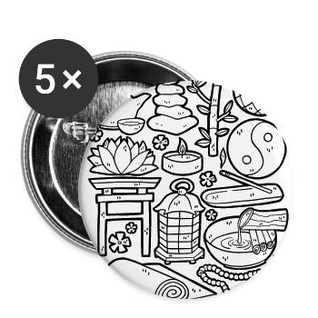 Méditation Zen - Lot de 5 grands badges (56 mm) - blanc - Devant