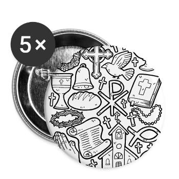 Christentum - Buttons groß 56 mm (5er Pack) - Weiß - Vorne