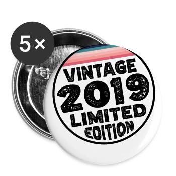 Vintage 2019 Geburtstag Geschenk Kinderparty - Buttons groß 56 mm (5er Pack) - Weiß - Vorne