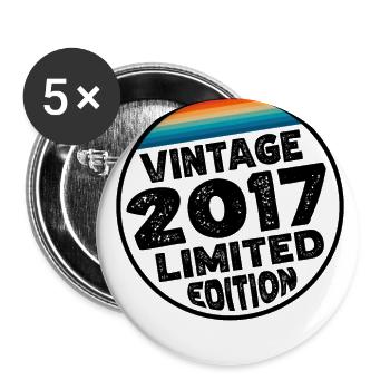 Vintage 2017 Birthday Gift Children's Party - Buttons large 2.2''/56 mm (5-pack) - white - Front