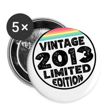 Vintage 2013 Geburtstag Geschenk Kinderparty - Buttons groß 56 mm (5er Pack) - Weiß - Vorne