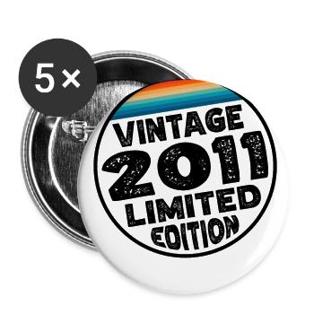 Vintage 2011 Geburtstag Geschenk Geburtstagsparty - Buttons groß 56 mm (5er Pack) - Weiß - Vorne