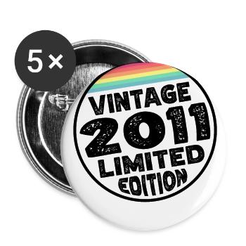 Vintage 2011 Geburtstag Geschenk Geburtstagsparty - Buttons groß 56 mm (5er Pack) - Weiß - Vorne