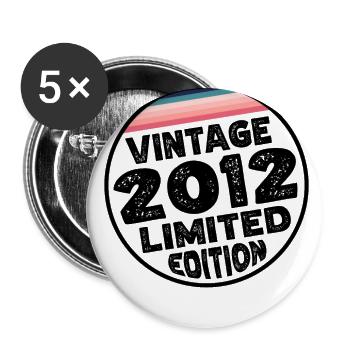 Vintage 2012 Birthday Gift Children's Party - Buttons large 2.2''/56 mm (5-pack) - white - Front