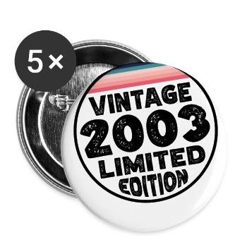 Vintage 2003 Cadeau d’anniversaire Fête d’anniversaire - Lot de 5 grands badges (56 mm) - blanc - Devant