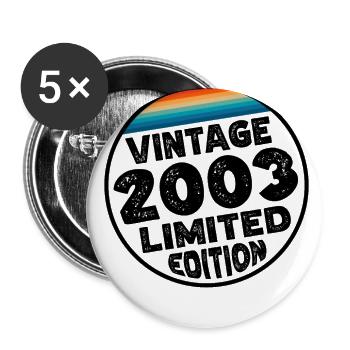 Vintage 2003 Cadeau d’anniversaire Fête d’anniversaire - Lot de 5 grands badges (56 mm) - blanc - Devant