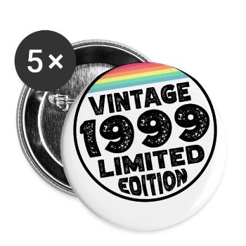 Vintage 1999 Birthday Gift Birthday Party - Buttons large 2.2''/56 mm (5-pack) - white - Front