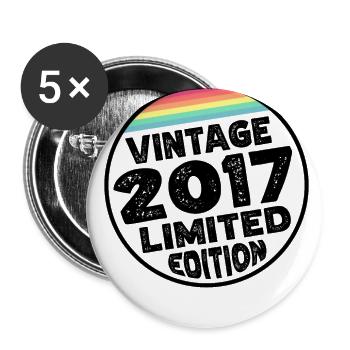 Vintage 2017 Birthday Gift Children's Party - Buttons large 2.2''/56 mm (5-pack) - white - Front