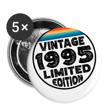 Vintage 1995 Birthday Gift Birthday Party - Buttons large 2.2''/56 mm (5-pack) - white - Front