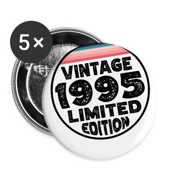 Vintage 1995 Birthday Gift Birthday Party - Buttons large 2.2''/56 mm (5-pack) - white - Front