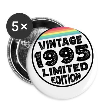 Vintage 1995 Birthday Gift Birthday Party - Buttons large 2.2''/56 mm (5-pack) - white - Front