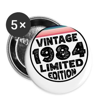 Vintage 1984 Birthday Gift Birthday Party - Buttons large 2.2''/56 mm (5-pack) - white - Front