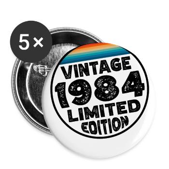 Vintage 1984 Birthday Gift Birthday Party - Buttons large 2.2''/56 mm (5-pack) - white - Front