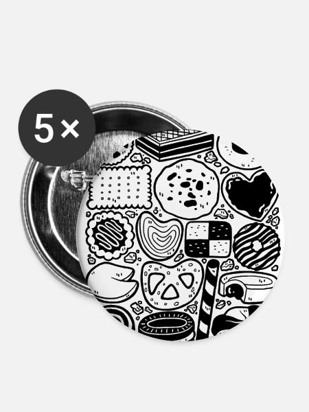 Kekse - Buttons groß 56 mm (5er Pack) - Weiß