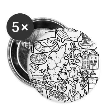 Dänemark - Buttons groß 56 mm (5er Pack) - Weiß - Vorne