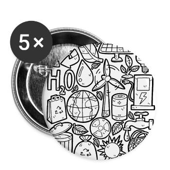 Ecology, environmental protection and sustainability - Buttons large 2.2''/56 mm (5-pack) - white - Front