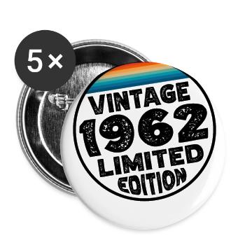 Édition limitée depuis 1962 Cadeau d’anniversaire - Lot de 5 grands badges (56 mm) - blanc - Devant