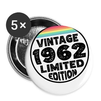 Édition limitée depuis 1962 Cadeau d’anniversaire - Lot de 5 grands badges (56 mm) - blanc - Devant
