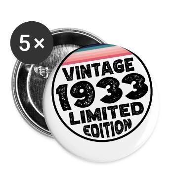 Édition limitée depuis 1933 Cadeau d’anniversaire - Lot de 5 grands badges (56 mm) - blanc - Devant