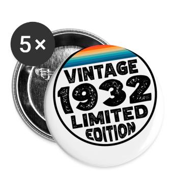 Édition limitée depuis 1932 Cadeau d’anniversaire - Lot de 5 grands badges (56 mm) - blanc - Devant