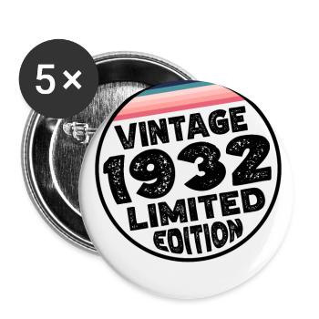 Édition limitée depuis 1932 Cadeau d’anniversaire - Lot de 5 grands badges (56 mm) - blanc - Devant