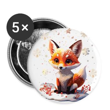 Süßer niedlicher Fuchs im Winter Geschenk - Buttons groß 56 mm (5er Pack) - Weiß - Vorne