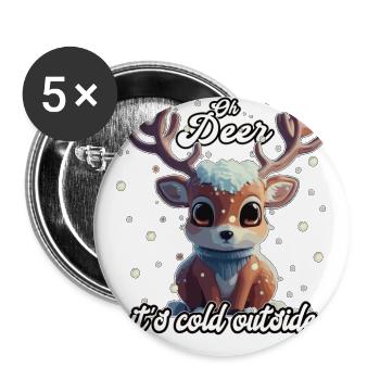Süßer niedlicher Hirsch im Winter Geschenk - Buttons groß 56 mm (5er Pack) - Weiß - Vorne