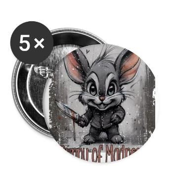 Bunny of Madness Süßer verrückter Hase - Buttons groß 56 mm (5er Pack) - Weiß - Vorne