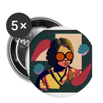 Psychedelic Groove: 70s Vibes - Buttons large 2.2''/56 mm (5-pack) - white - Front