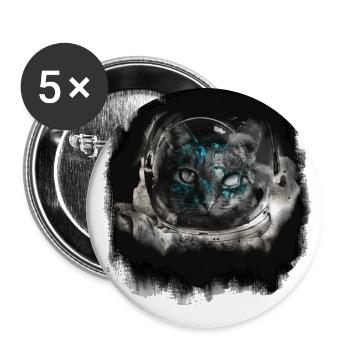 Astronauten Katze, Zombie, Trash Style - Buttons groß 56 mm (5er Pack) - Weiß - Vorne