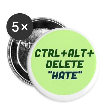 Ctrl alt delete hate! - Buttons groß 56 mm (5er Pack) - Weiß - Vorne