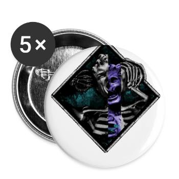 Schreiende Skulptur, Artwork, Totenkopf, modern - Buttons groß 56 mm (5er Pack) - Weiß - Vorne
