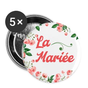 La mariée evjf - Lot de 5 grands badges (56 mm) - blanc - Devant