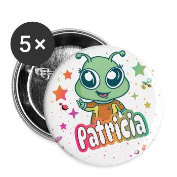 PATRICIA - Beautiful girl name with cute alien - Buttons large 2.2''/56 mm (5-pack) - white - Front