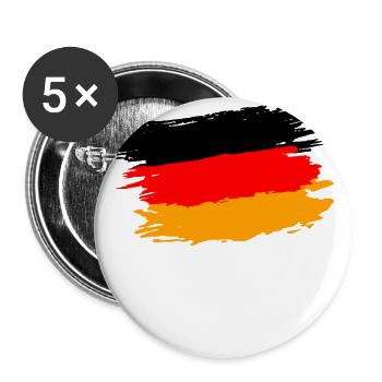 Ich liebe DEUTSCHLAND Shirt Fahne GERMANY STOLZ - Buttons groß 56 mm (5er Pack) - Weiß - Vorne