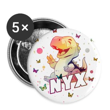 NYX - Beautiful GIRL name with cute DINO - Buttons large 2.2''/56 mm (5-pack) - white - Front