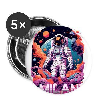 MILAN - Beautiful boy name with cool astronaut - Buttons large 2.2''/56 mm (5-pack) - white - Front