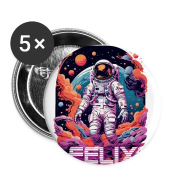 FELIX - Beautiful boy name with cool astronaut - Buttons large 2.2''/56 mm (5-pack) - white - Front