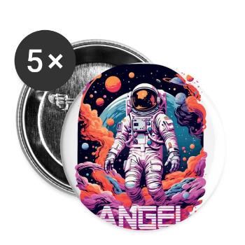 ANGEL - Beau prénom de garçon avec astronaute cool - Lot de 5 grands badges (56 mm) - blanc - Devant