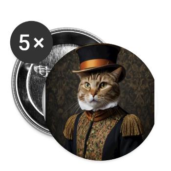 Katze Portrait Katze Kostüm Humor Aristocre Katze - Buttons groß 56 mm (5er Pack) - Weiß - Vorne