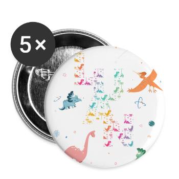 LUAN - Beautiful boy name with dinosaur - Buttons large 2.2''/56 mm (5-pack) - white - Front