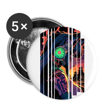 Femme loup-garou Géométrique - Lot de 5 grands badges (56 mm) - blanc - Devant