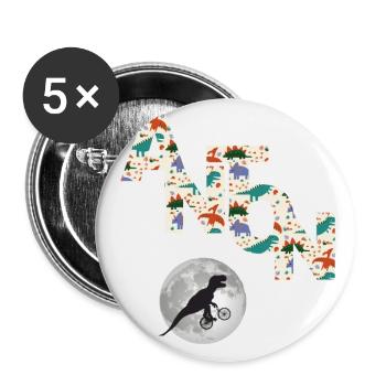 ANTON - Beautiful boy name with dinosaur - Buttons large 2.2''/56 mm (5-pack) - white - Front
